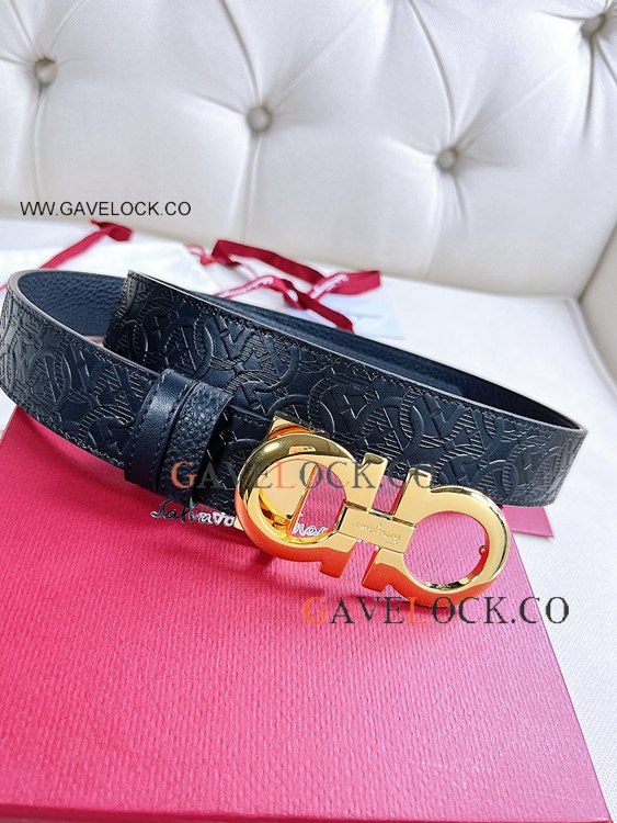 Wholesale Replica Ferragamo reversible Belt Gold Gancini clasp